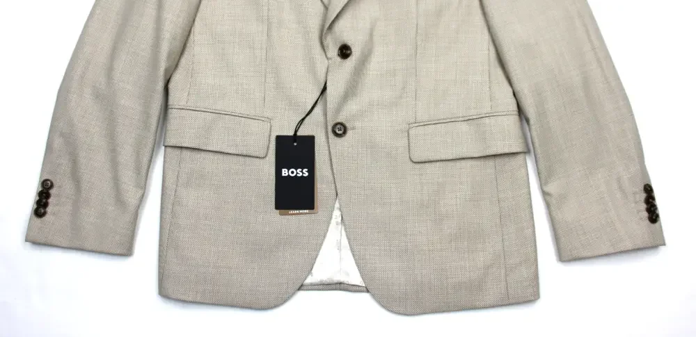 Hugo Boss Hutson Peak Sport Coat 36 R Mens Slim Fit Beige Stretch Wool Blazer